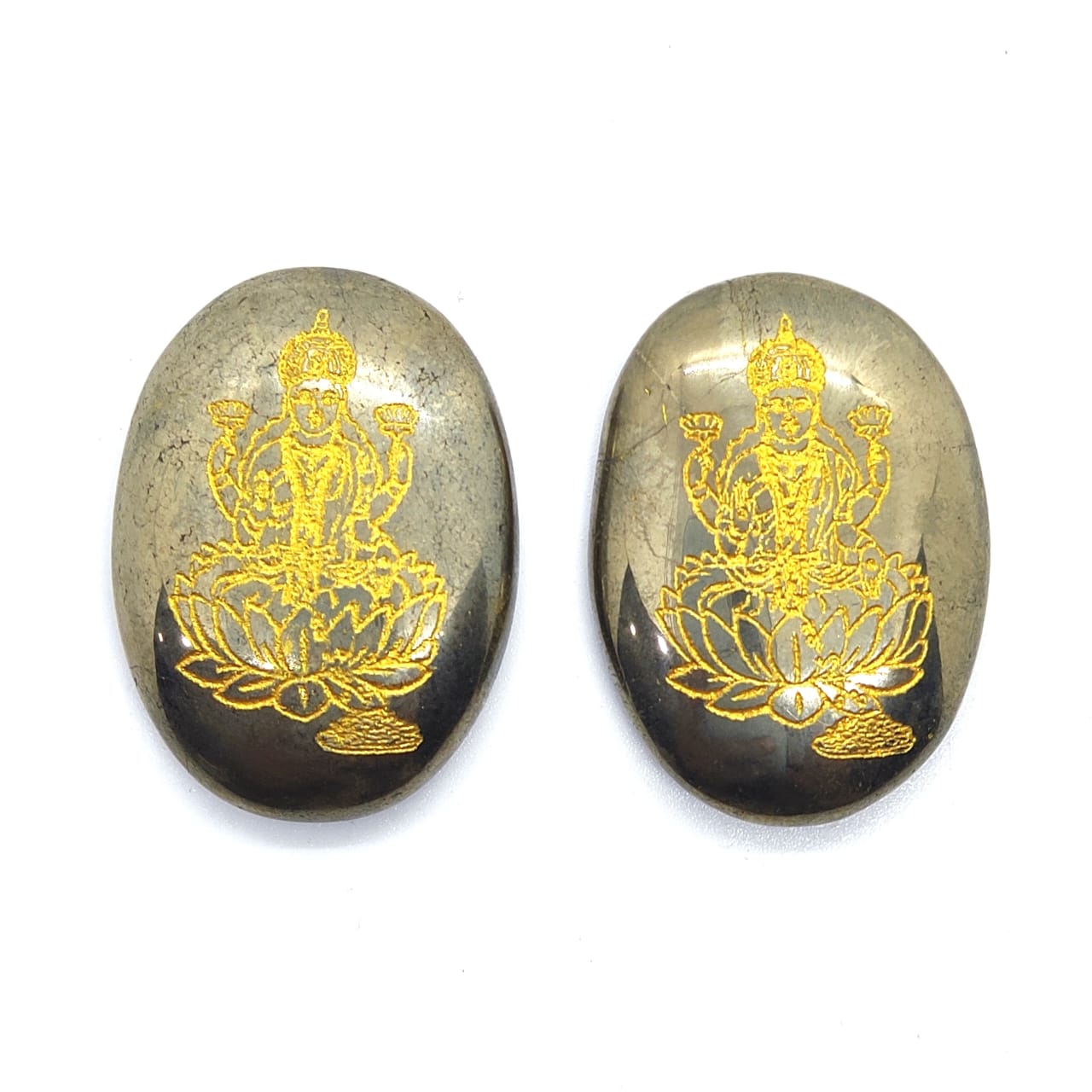 Pyrite Laxmi Ji Engraved Symbol Coin Natural With Certified